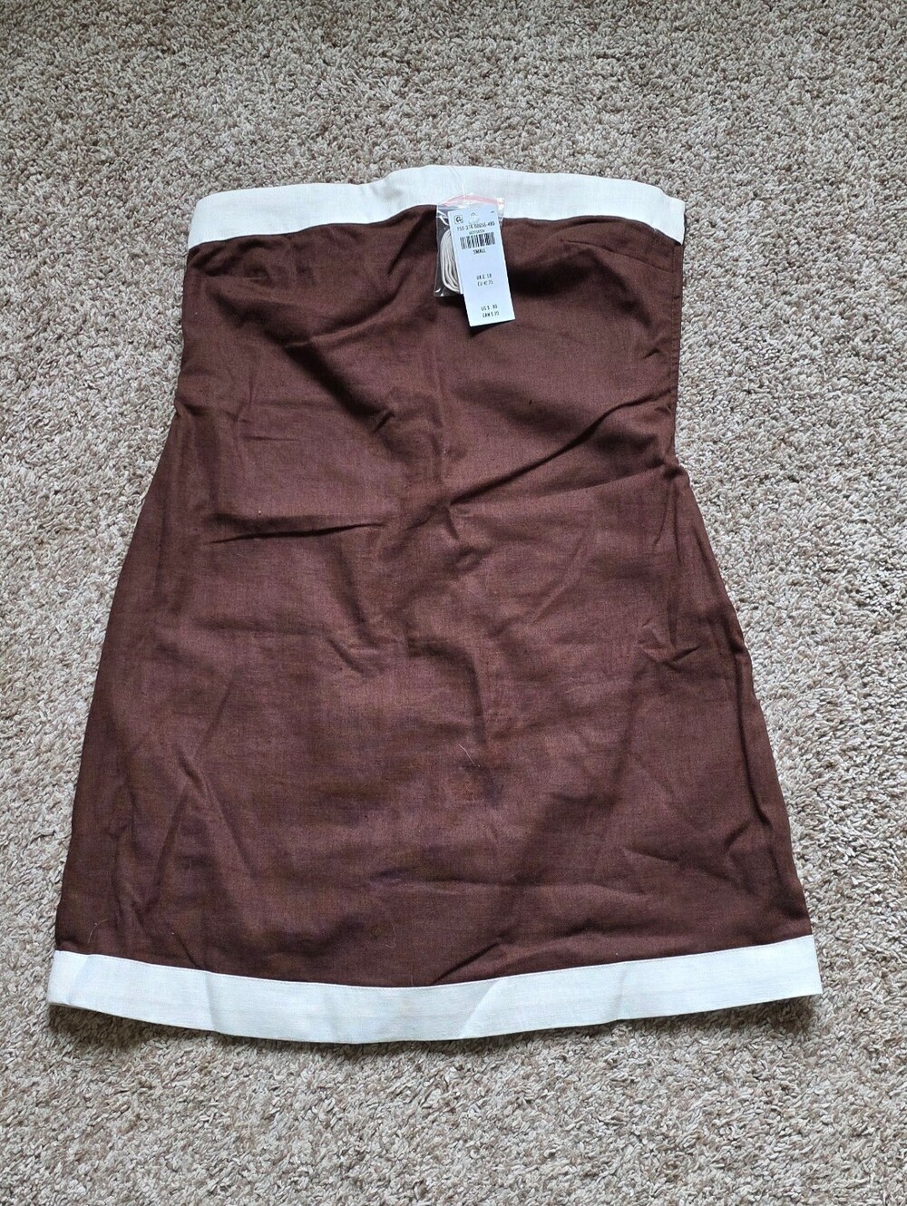 Abercrombie & Fitch Brown Strapless Dress with White Trim
